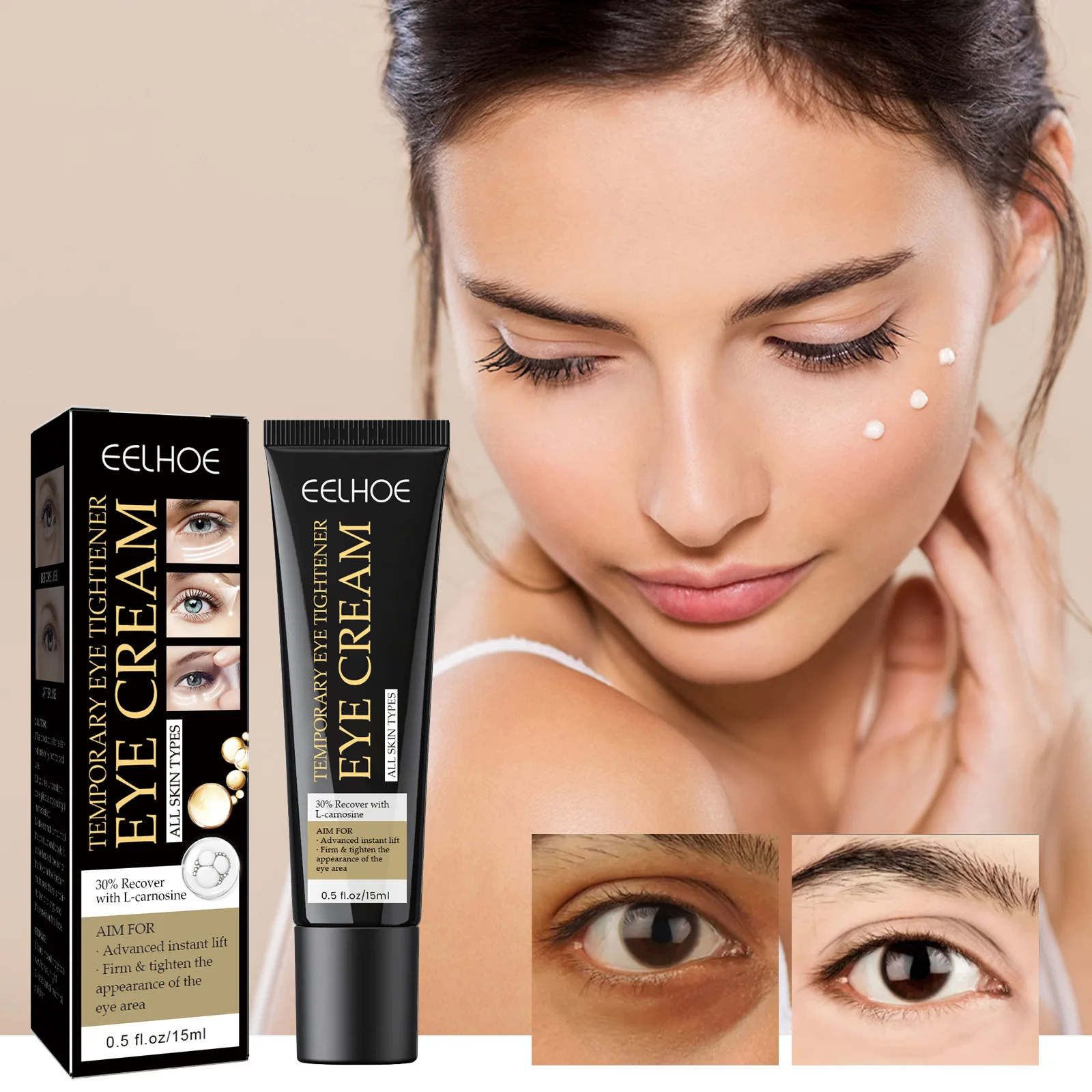 EELHOE Instant Firming Eye Cream Reduces Wrinkles Dark Circles Eye Bags Moisturizes and Tightens the Skin Around the Eyes