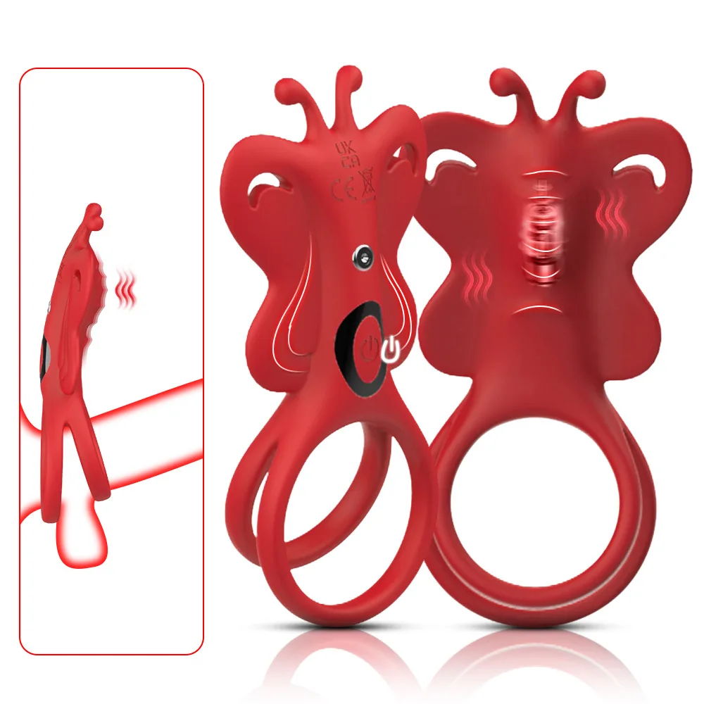 TPE souple et Silicone adulte homme jouets pour Masturbation retardée produits sexuels papillon mâle verrouillage anneau vibrant