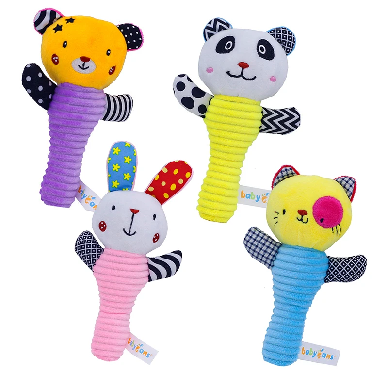 New Born Baby Toys Soft Rattle Toys Cute Animal Shape Infant Sensory Development Hand Grip Toys