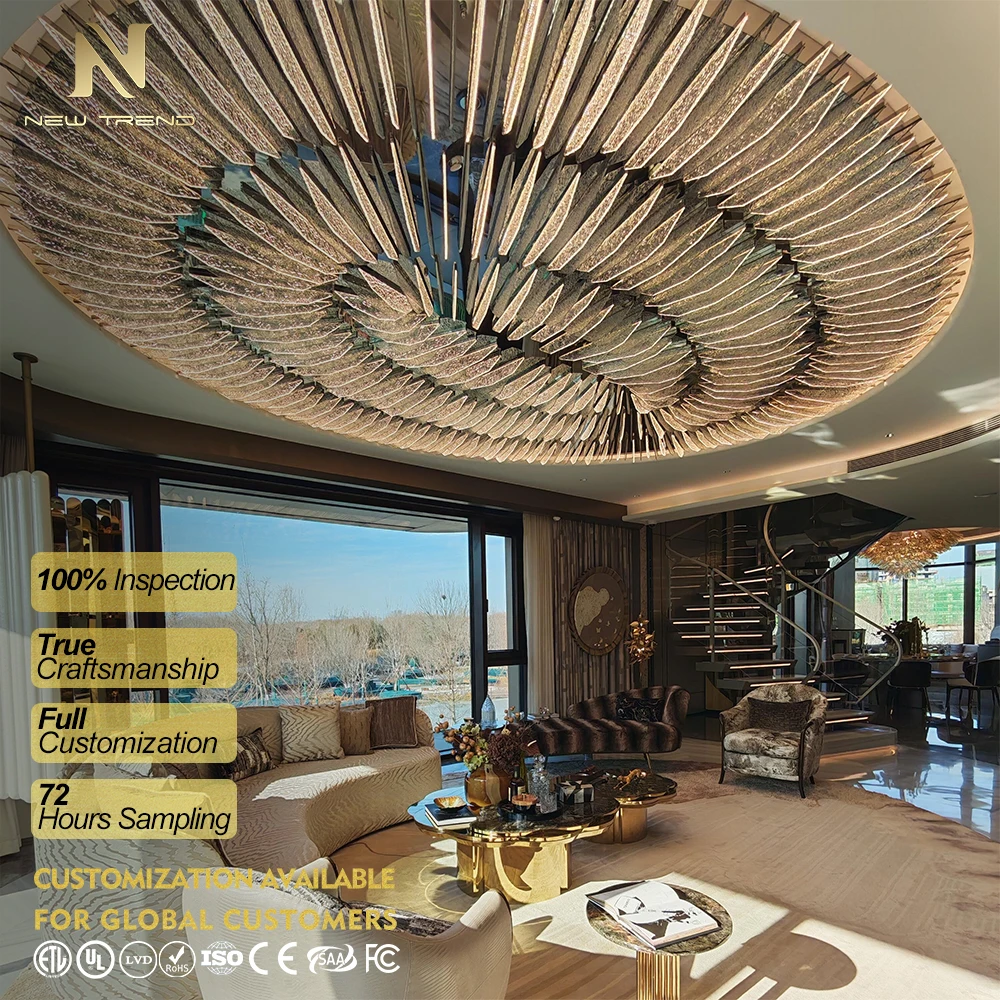 CPL-485 Modern luxurious living room lighting for commercial spaces. Large custom acrylic LED ceiling lights. Suitable for villa lobbies and halls