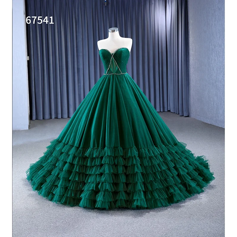 emerald green ruffle prom dress Emerald Green V-Neck Ruffle Long Prom Dress with Slit – Modsele main image 1