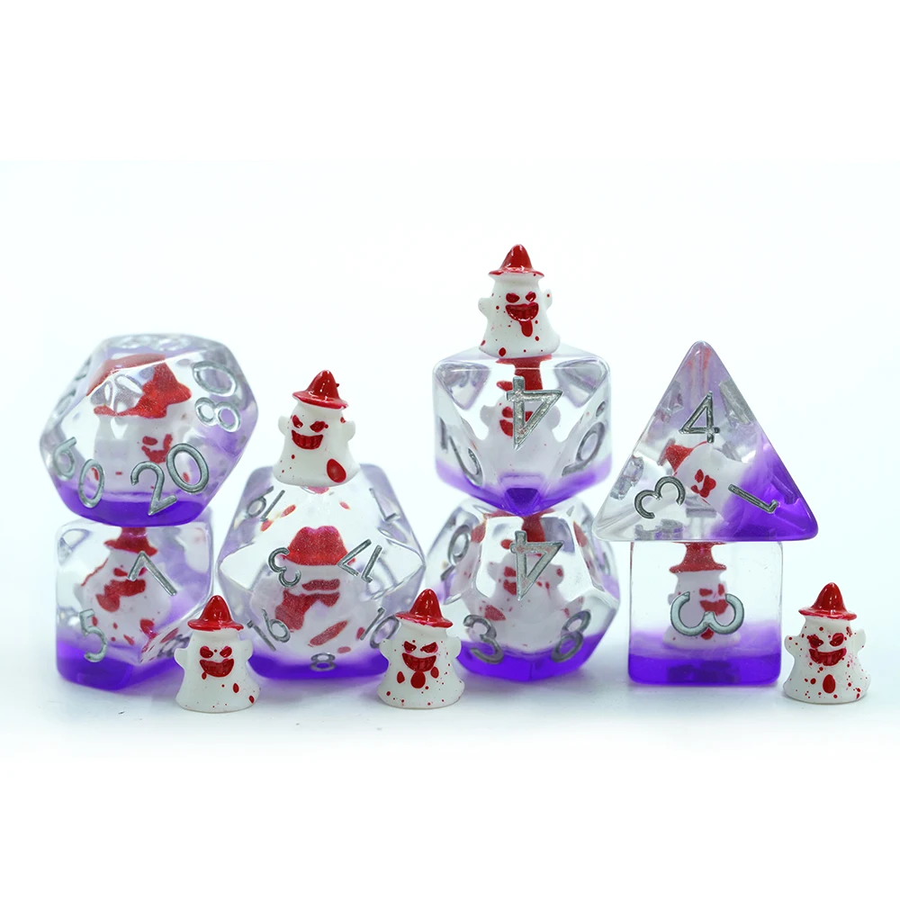 Díreach Déanta 7-Piece Résin Polyhedral Dice Set 16mm Bogg Corr Leathadh Airgeadail do Bhord Cluichí