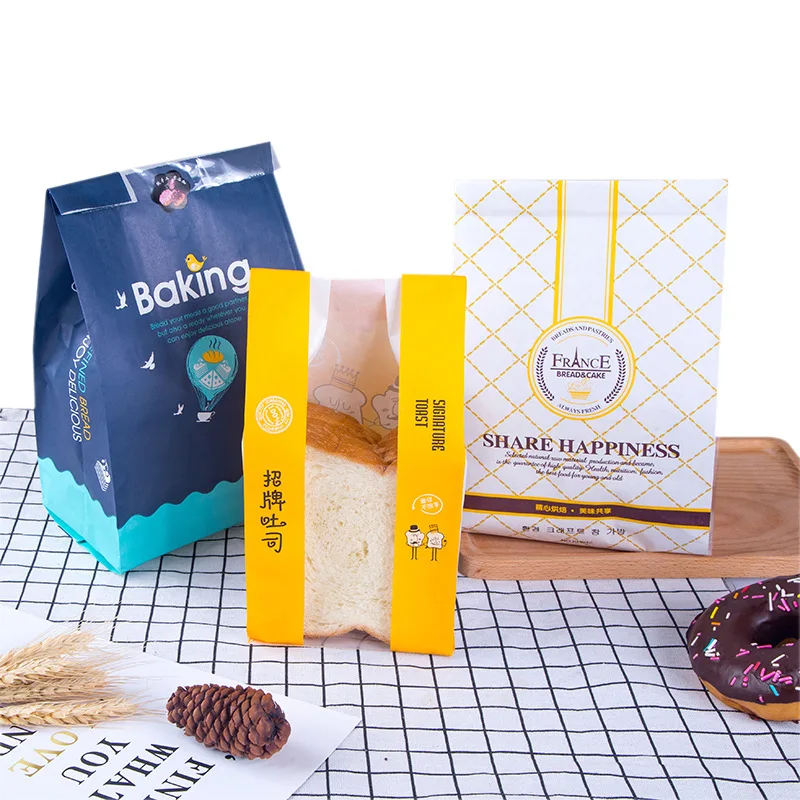 Eco Friendly Bread Packaging Kraft Paper Bag For Fast Food Take Away ...