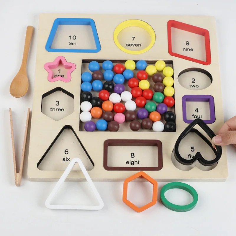 CPC CE Montessori Cognitive Number Shape Color Classification Clip Beads Game Toys Fine Motor Training Learning Educational Toys