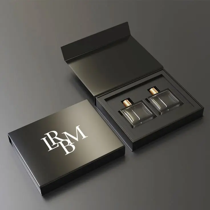 Luxury High End Black Perfume Packaging Box with EVA Perfume Hard Gift Box for 100ml 50ml details