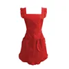 Large red one-piece apron