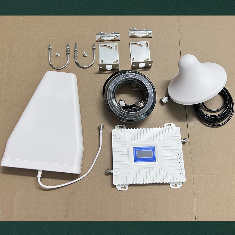 Tri Band 900 1800 2100MHz GSM 3G 4G Mobile Phone Network Signal  Booster/Repeater/Amplifier dengan Antena untuk Rumah
