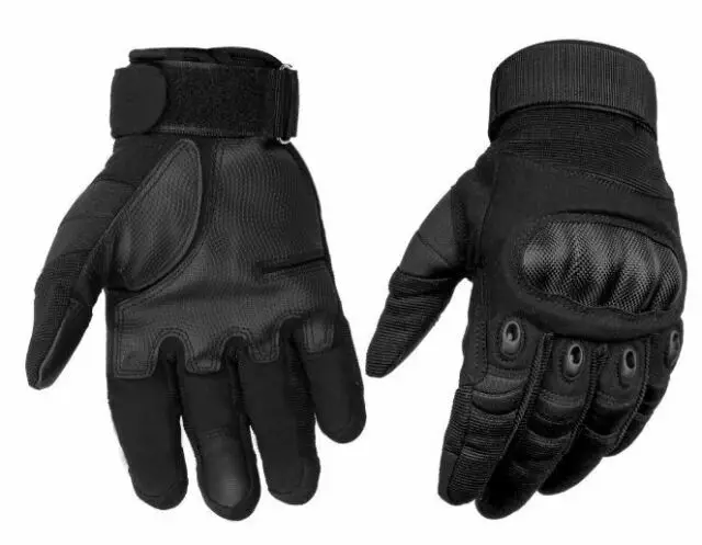 Adjustable Men's Tactical Gloves Hard Knuckle Sewn in Brass Black Army Knuckles 