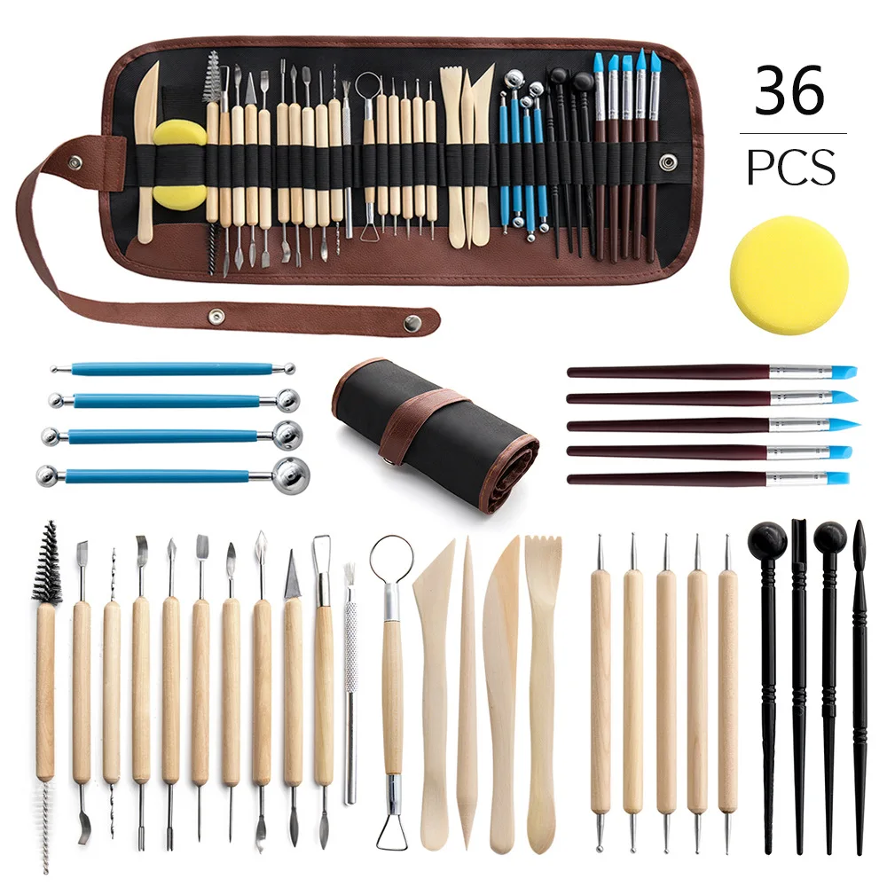 36-piece Pottery Tools Set Dot Drill Pen Soft Clay Carving Knife ...