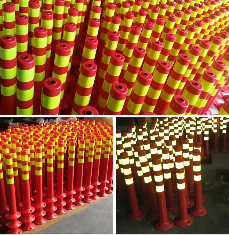 Road Safety Reflective Pillars Fixed Warning Delineator Plastic Flexible Traffic Lane Divider