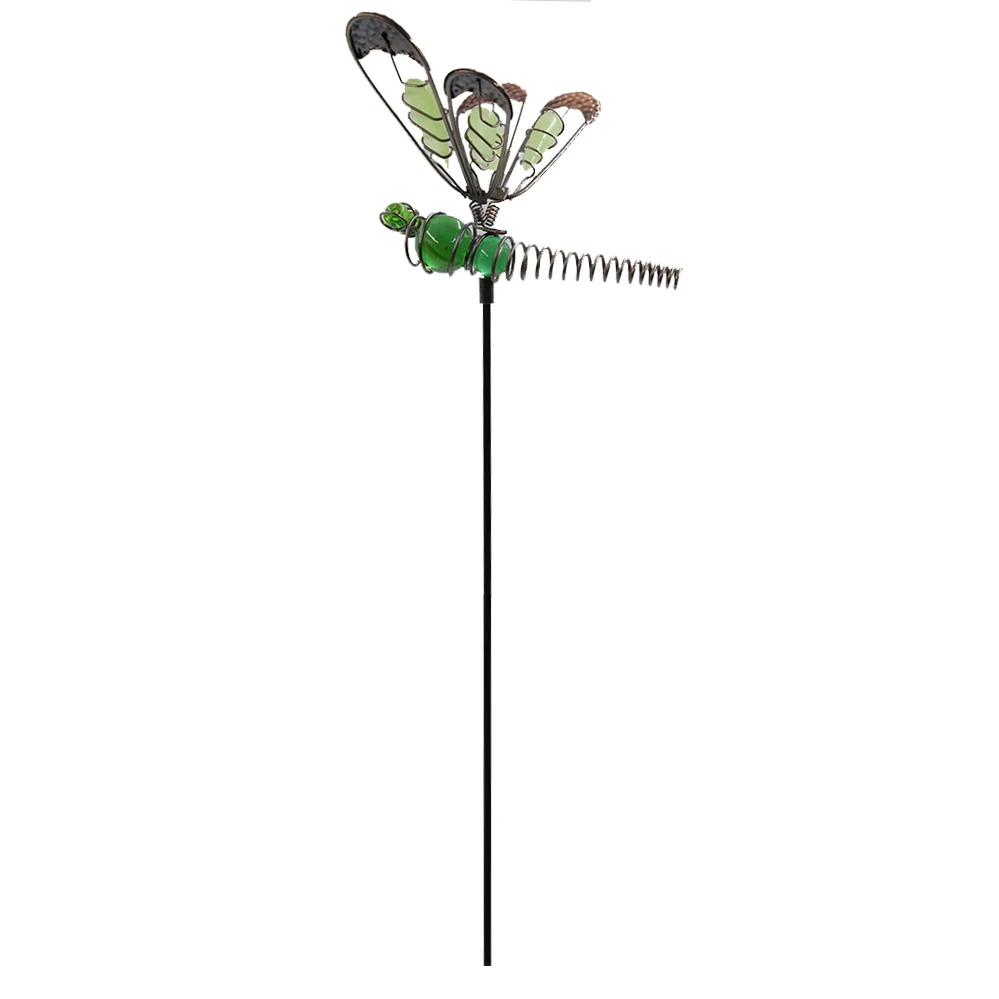 Green glass eyeballs glow in dark metal connected dragonfly metal  stakes for outdoor  