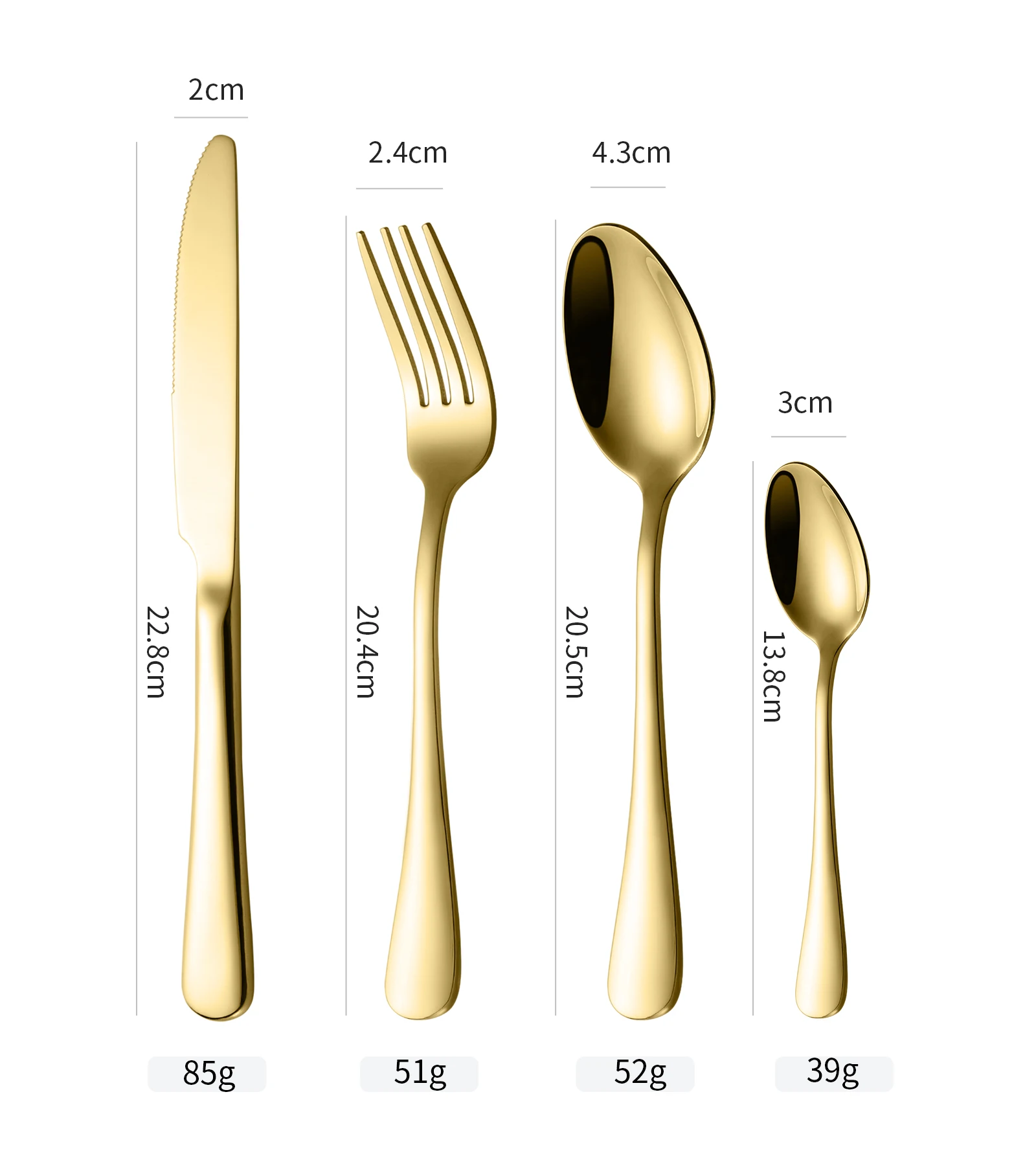 Kitchen Household Stainless Steel 24pcs Cutlery Set Gold Flatware Sets