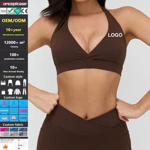 Custom High Quality Quick Drying Pilates Sport Yoga Bra Cross V-Neck Top Sujetador Deportivo Women Gym Fitness Running Sport Bra