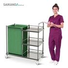 Cart Steel Laundry SKH027 SAIKANG Economic Hotel Housekeeping Clean Linen Cart Stainless Steel Hospital Laundry Trolley