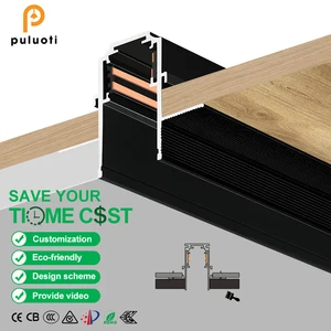 High-quality White Black Recessed Ceiling 2 Line Magnetic Track Light Aluminum Cob Foldable Grille Light for Living Room Shop