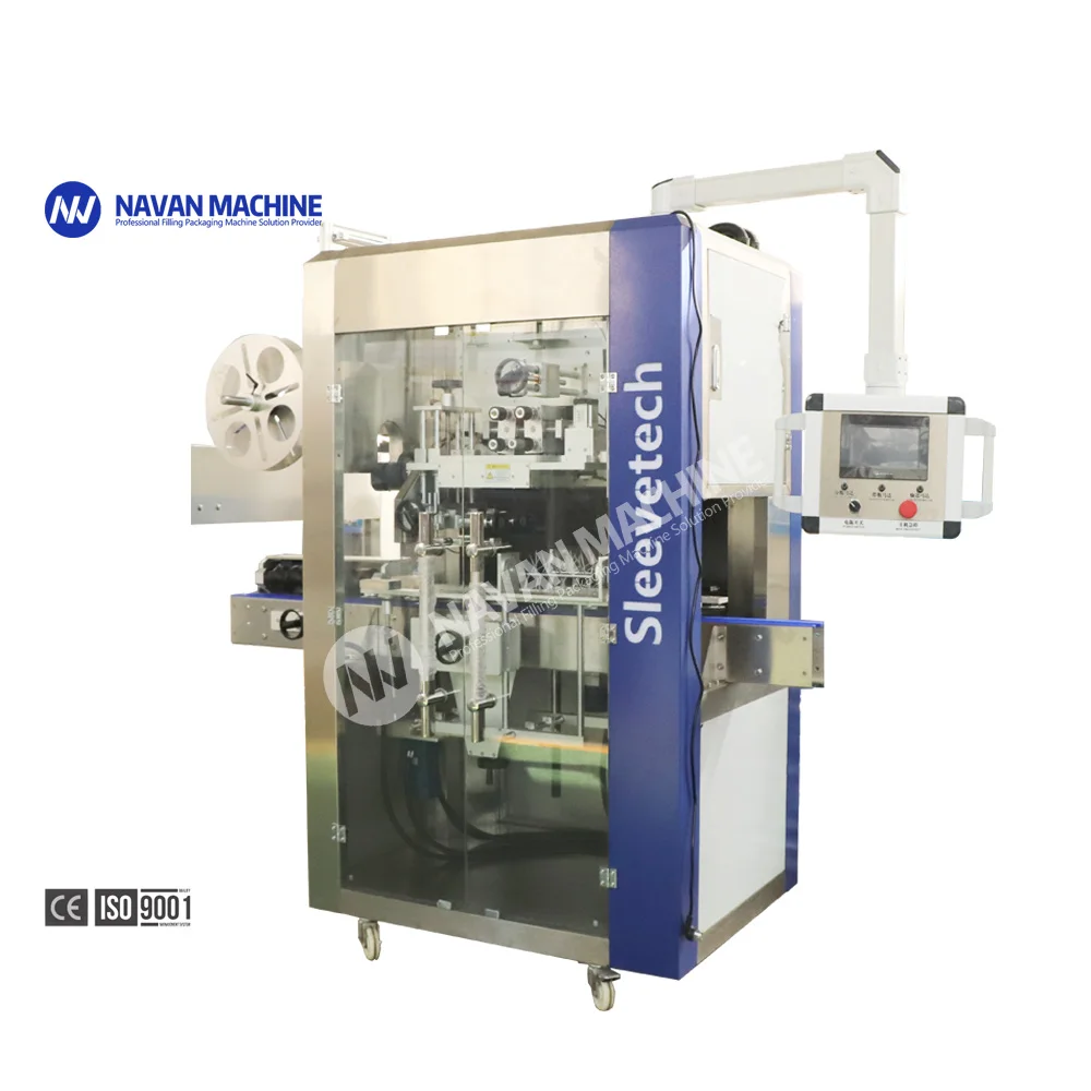 NAVAN Flexible Application Bottle Stand-up Automatic Bottle Shrink Sleeve Labeling Machine manufacture