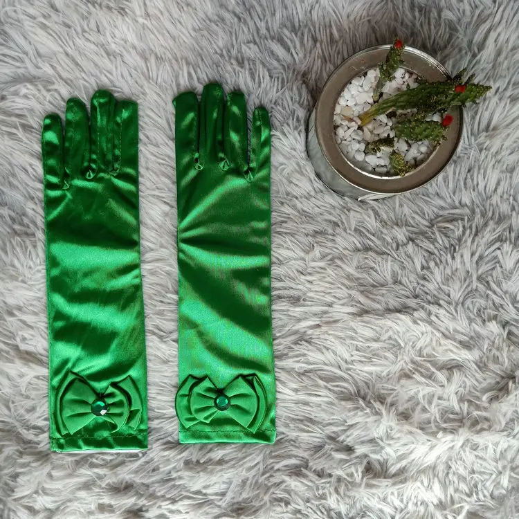 Bow Gloves Children's Satin Gloves for Elsa Princess Dress - Perfect Party  Accessories for Performances, 29cm Size