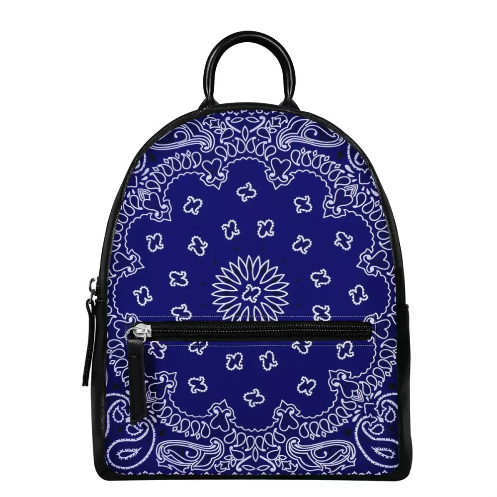 Shop Our Backpack with Custom Logo - Blue Bandana Print display picture 1