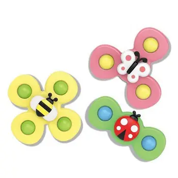 3pcs Funny Insects Bee Sensory Rotary Stress Relief Set Bath Baby Fidget Suction Cup Spinner Toy For 12 To 18 Month Boy And Girl