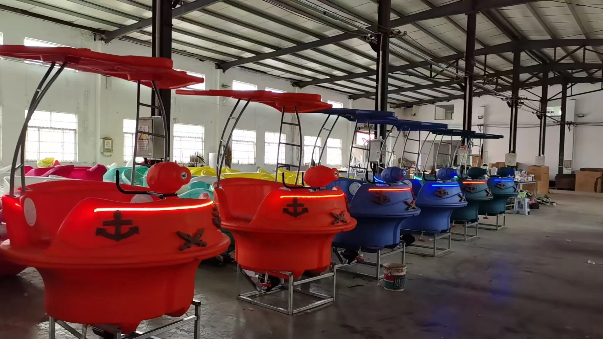 QIQU 2 Adults + 1 Child with Music, Lights & Water Guns PE-PVC Design Aqua Water Inflatable Electric Water Bumper Boat