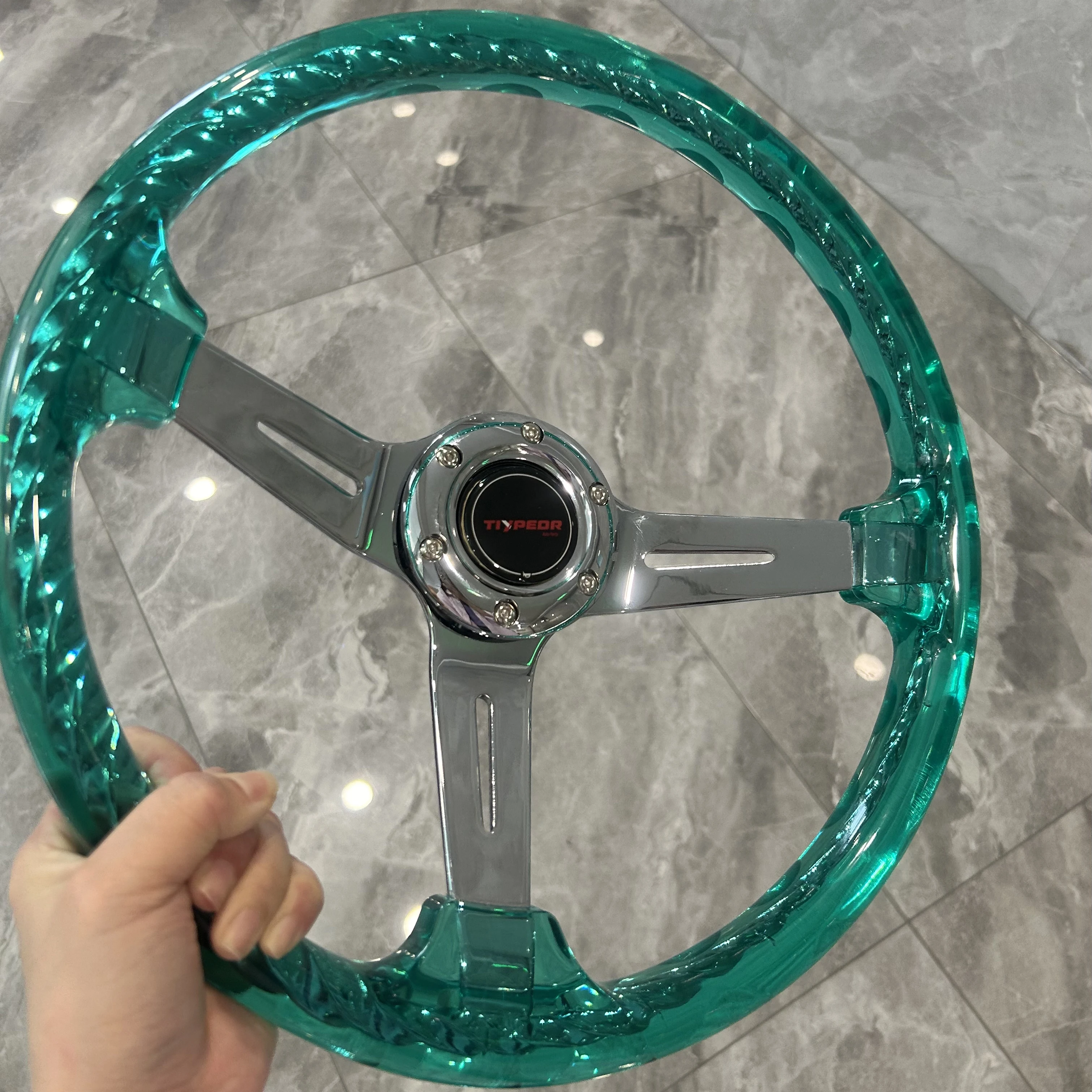 350mm Hitman Twist Crystal Acrylic Steering Wheel - Gaming