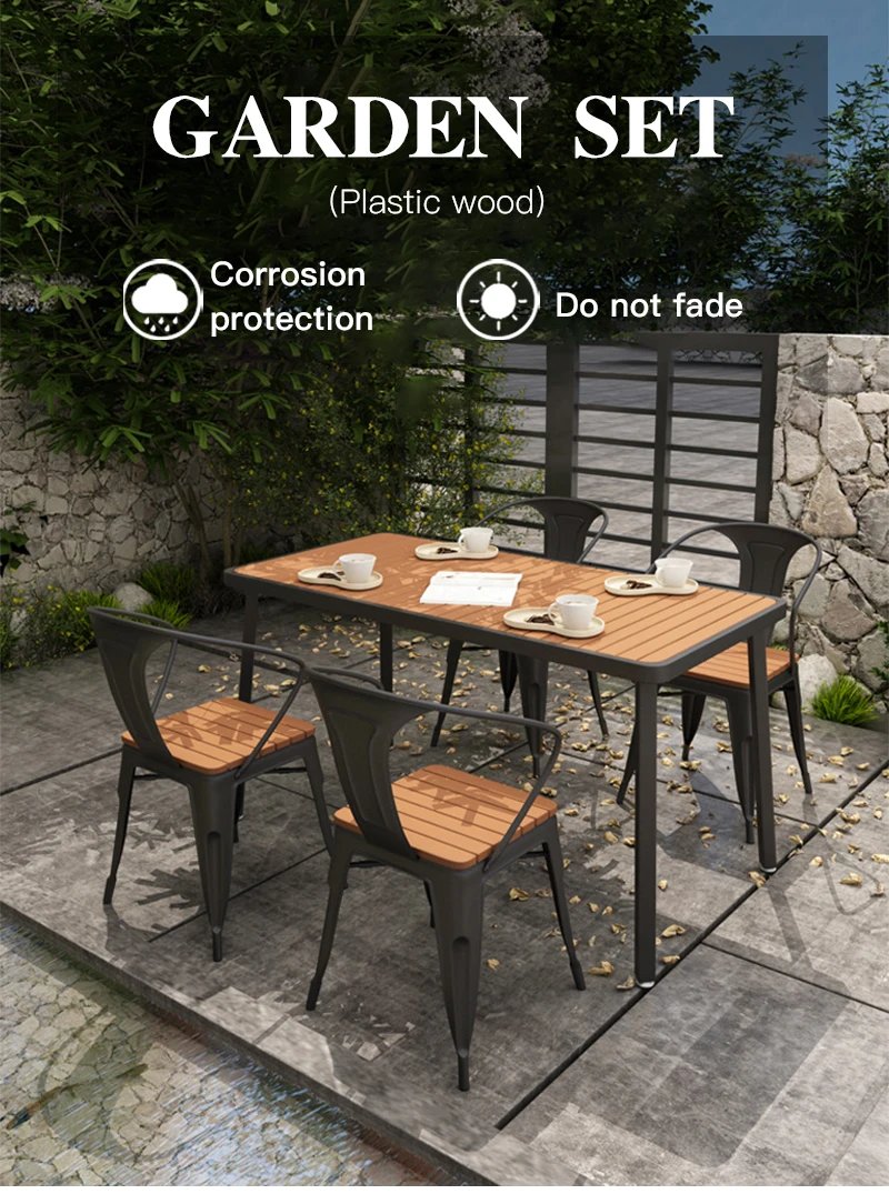 Patio Plastic Wood Outdoor Dining Table And Chairs Outdoor Tables And
