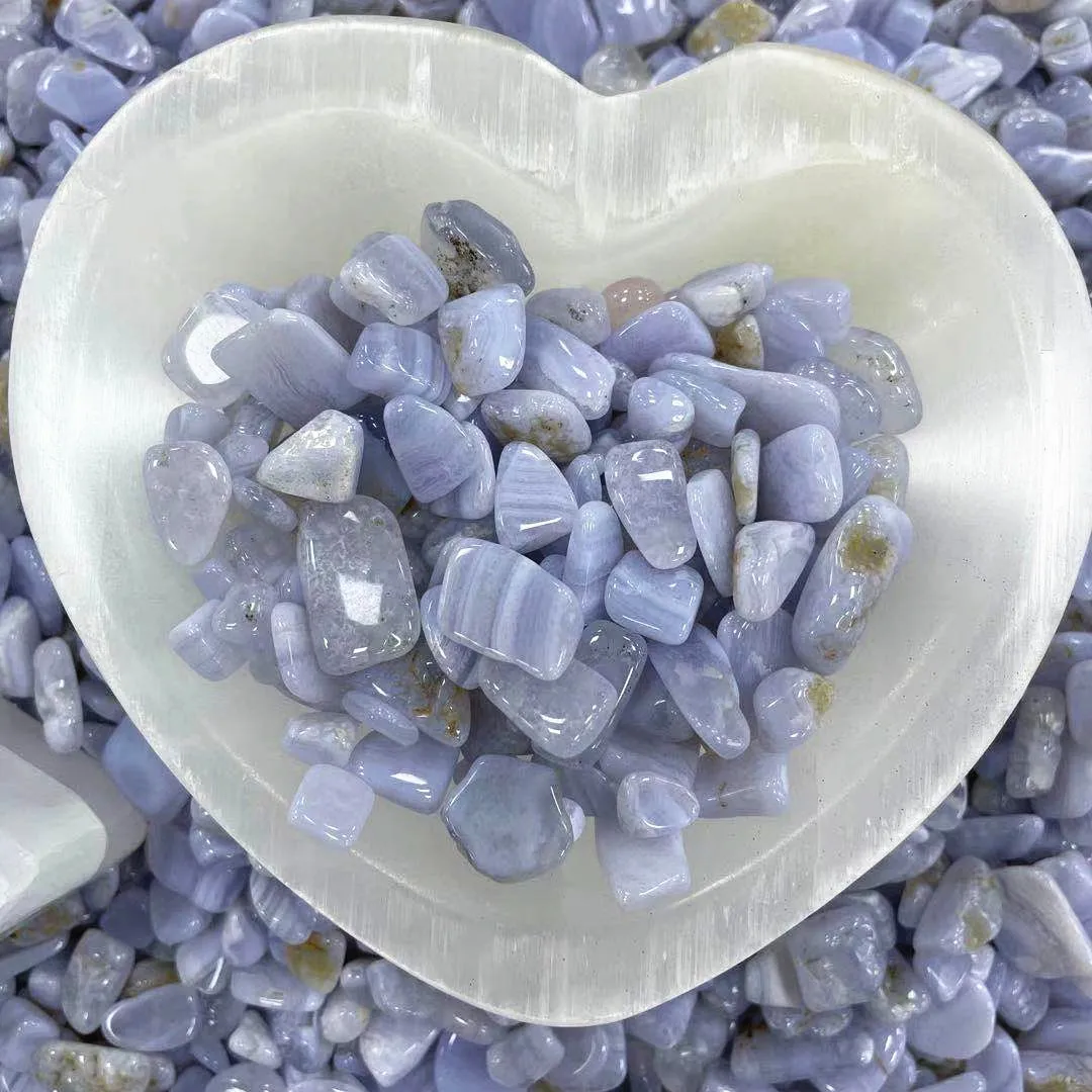 hot sell natural blue lace agate polished gemstone crushed