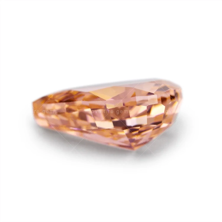 Simulated Alexandrite Color Pear Shape Cz 4K Crushed Ice Cut Orange Color Change Rose Synthetic Cubic Zirconia