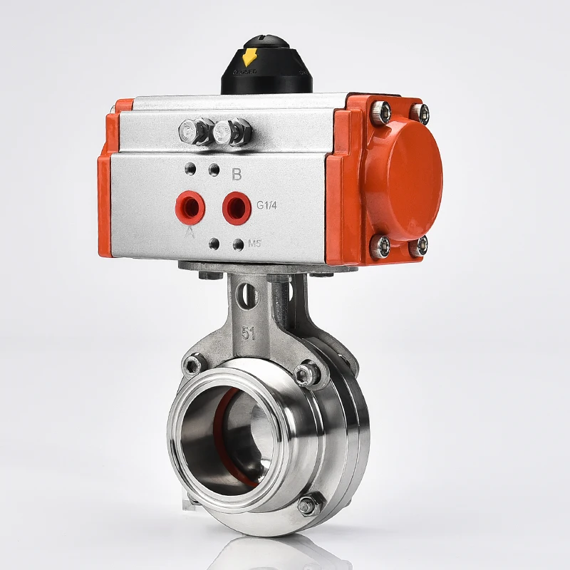 Pneumatic Actuator With Sanitary Tri Clamp Butterfly Valve Corrosion 2 ...