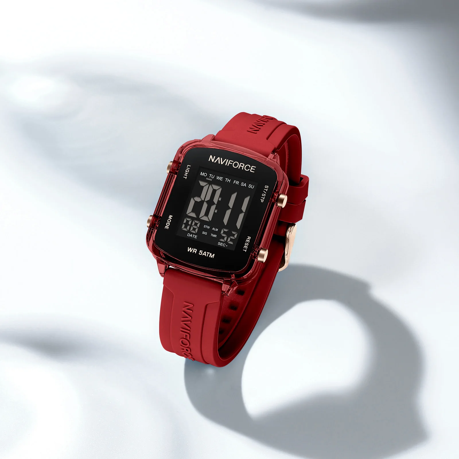 NAVIFORCE 7120 Women's Casual Digital Watch Simple Square Dial Waterproof Silicone Luxury and Fashionable Electronic Watch