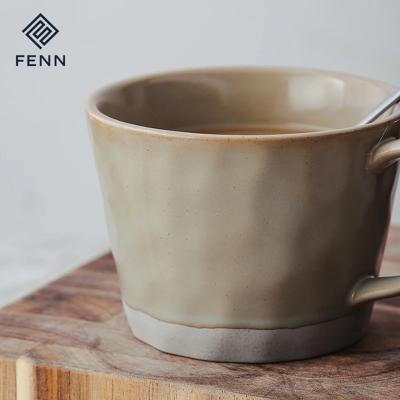 product fenn wholesale ceramic mug custom vintage style hand kneaded stoneware mug speckled seasome ceramic coffee cup gifts mug-62