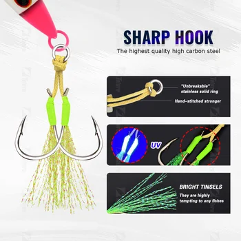 HIgh Quality 30g 40g 60g 80g Luminous Effect Sinking Saltwater Artificial Metal Jigs Fishing Lead Metal Jigs Bait – Metal Jig – view 4