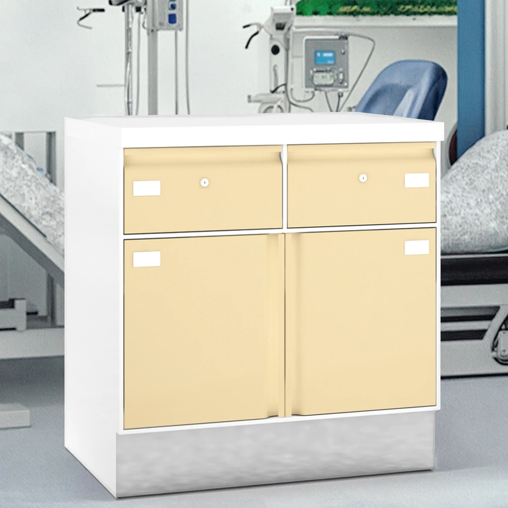 Medical Base Organizer Module Dual Drawers Doors for Hospital Laboratory Supplies Antimicrobial Coating Eco-Friendly Stainless 6