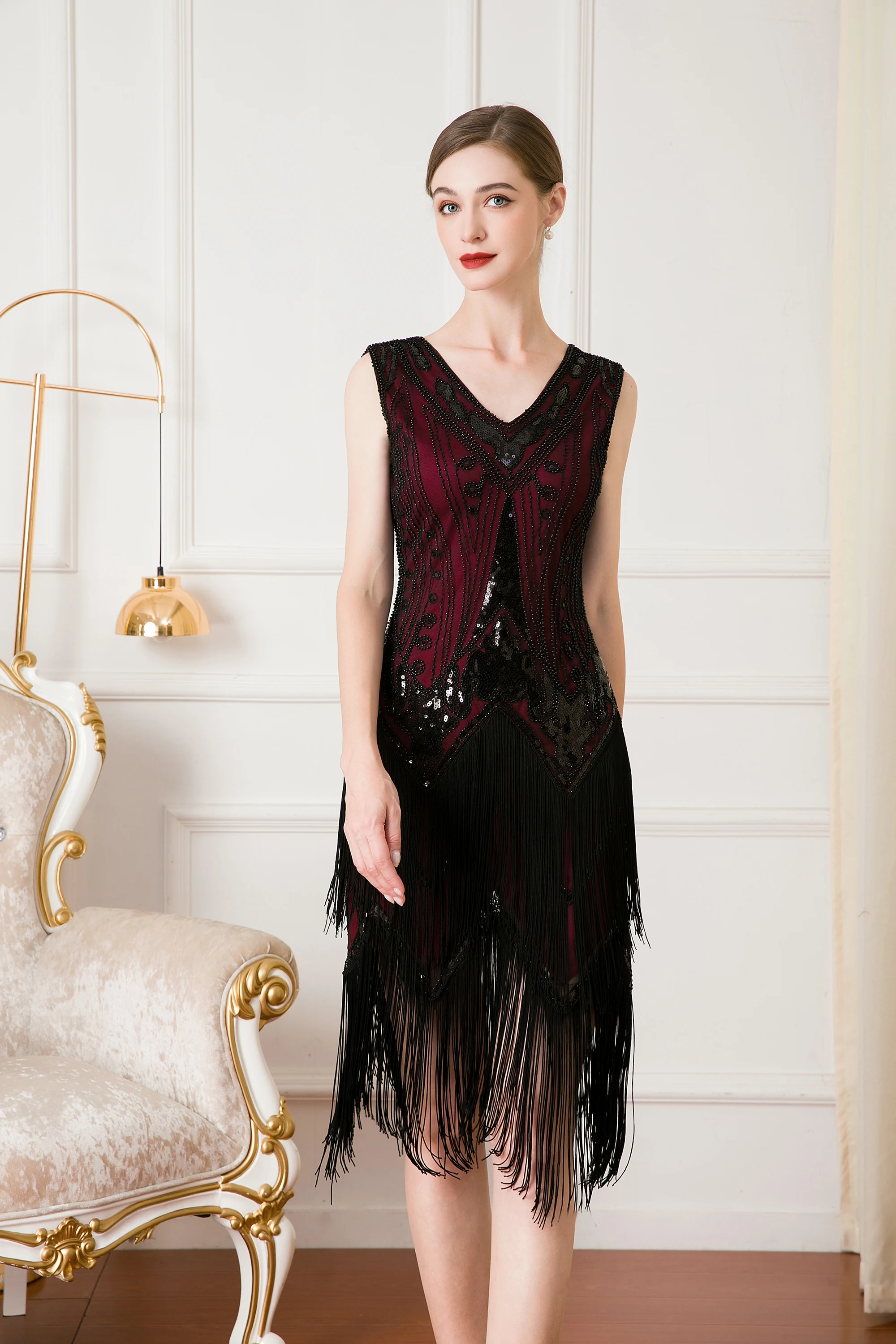 green emerald velvet dress Roaring 20s Red Mable Flapper Dress – 1920s Gatsby Party Dress Outfit