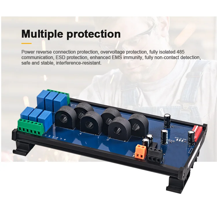 product huaqingjun 6 channel rs485 current voltage transformer detect module ac frequency 7 255hz detection modbus acquisition module714-9