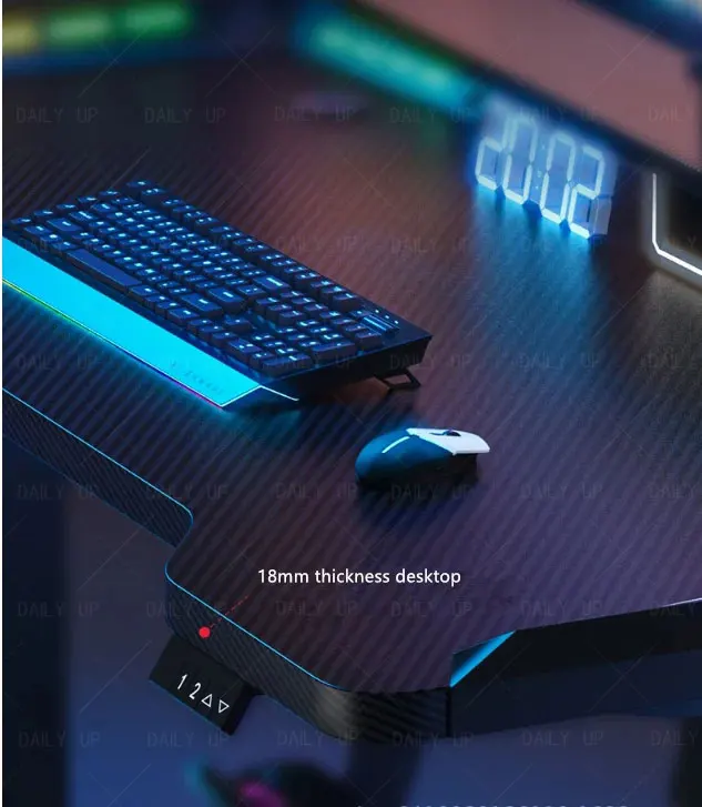 Adjustable RGB PC Gaming Desk Led Light Bedroom Ergonomic Gaming Table And Chair Set Home Office Industrial Gaming Desk RGB