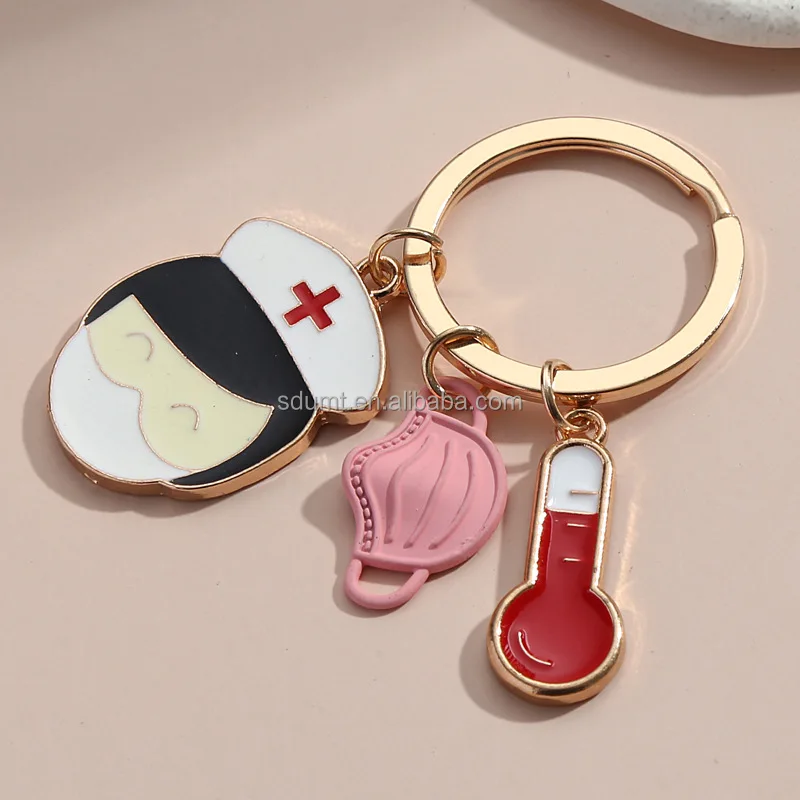 New Doctor Nurse Accessories Key Chain Alloy Dripping Oil Keychain ...