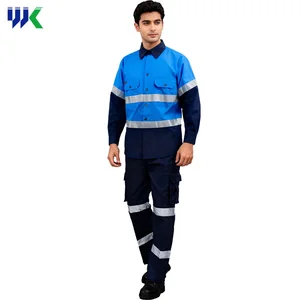 Wholesale Hi Vis Industrial Reflective Safety Working Uniform Clothes Workwear Jacket  with Pants for Men
