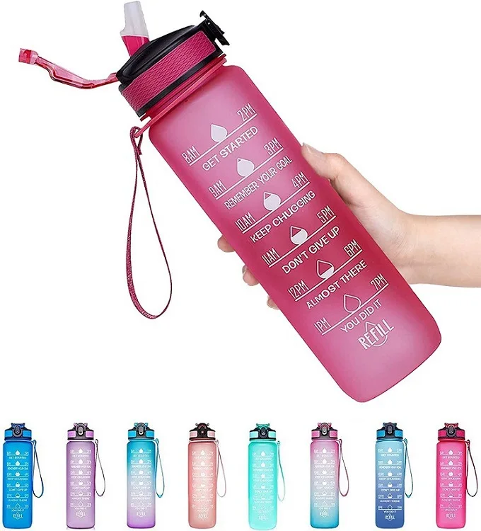 1pc Plastic Water Bottle, Modern Gradient Color Portable Water