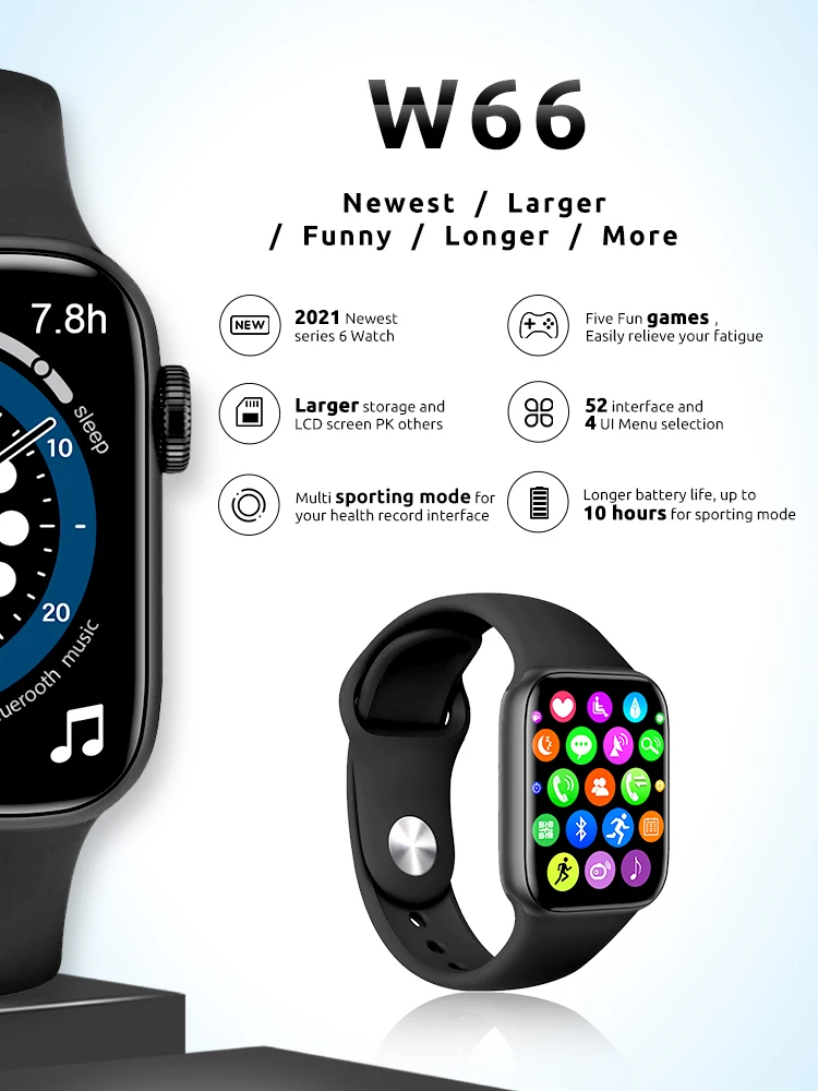 Reloj Inteligente W66,Serie 6,Venta Al Por Mayor Para Apple,2021 - Buy Para  Reloj Inteligente De Apple,Serie 6 Reloj Inteligente,Reloj Inteligente  Venta Al Por Mayor Product on Alibaba.com