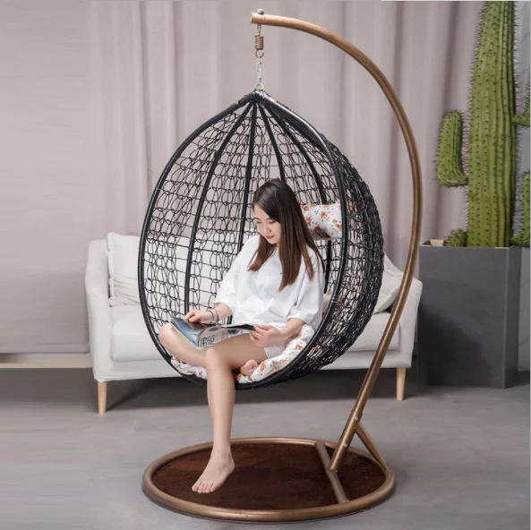 Moda Mobili Da Giardino di Vimini Rattan Uovo Appeso Sedia Altalena Coperta  con il Basamento