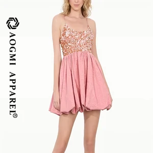 Casual Satin A-Line Skirt with Elastic Waist Side Slip Pockets Sequined Decoration 3D Design Regular Fit