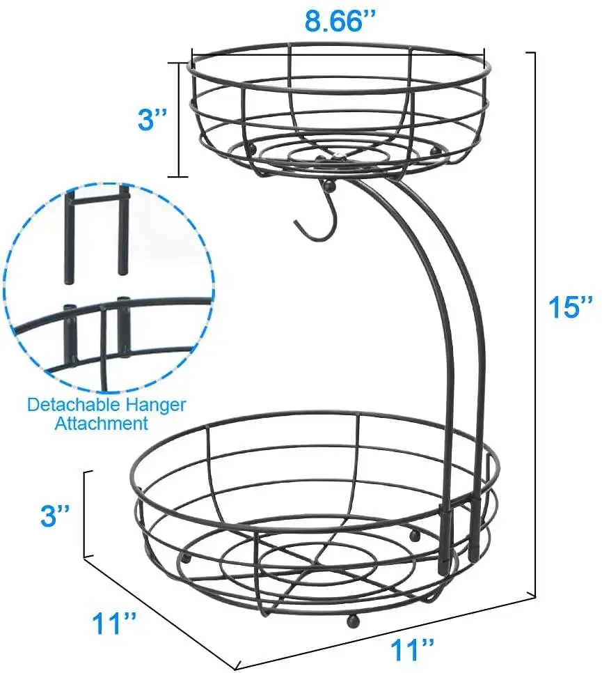 View Larger Image Add to Compare  Share Kitchen Fruit Storage Metal Wire 2 Tier Fruit Basket with Banana Hanger