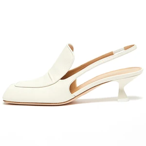 2026 Spring Summer Women Leather Slingback Pumps Sculpted Heel Minimalist Business Fashion Date Luxury Party Wholesale ODM OEM