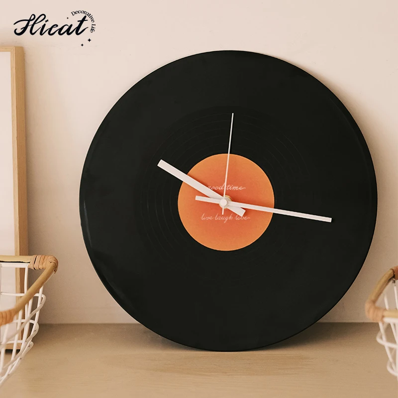 HICAT Customized Cheap Price 12 Inch LP Vinyl Record Wall Clock for Living Room Home Office Bar Decoration