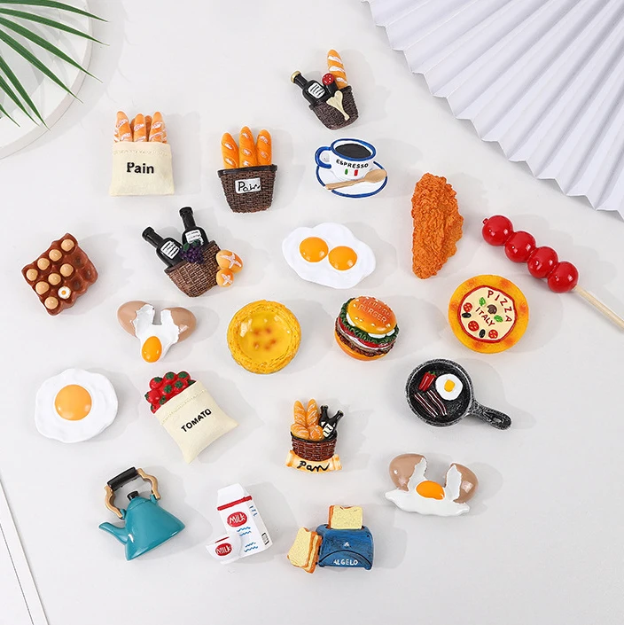 Magnetic Refrigerator Paste Sticky Notes Bread Machine Tomato Egg Pan Teapot Burger Fridge Magnet Metal Milk Model Custom Plush