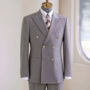 Men's Haute Couture Bespoke Wedding Suit 100% Wool 120-150' Super British Fabric Single Breasted Pant Coat Design