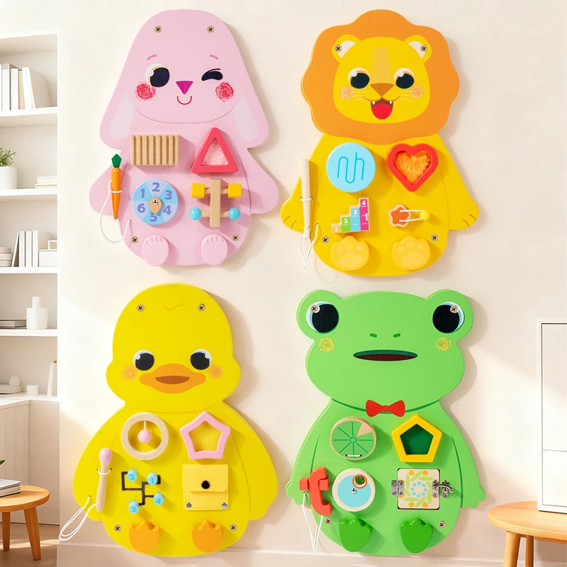 Montessori senzorni zidni panel za djecu zauzeta ploča za male dječake Zidna aktivnost ploča crtić Drvena senzorna zidna igračka