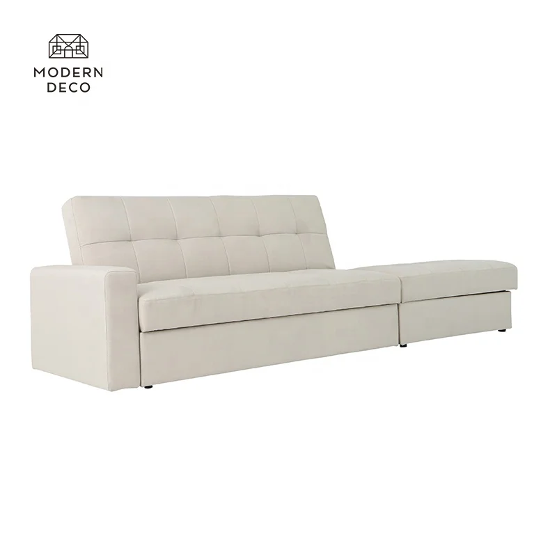 Tekstilna kotarna sekcionalna sofa s hranilnico za nameščanje v sobi z sofo-krevetom