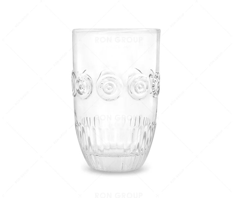 Latest model solar flower carving design Arab style glass tea fruit juice cup